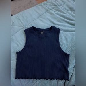 Navy Blue Rib-knit Tank Top